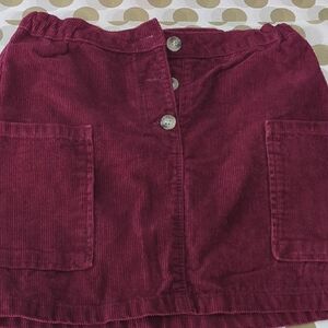 Zara Girls 13/14 Corduroy Mini Skirt W Pockets Rich Burgundy Fall